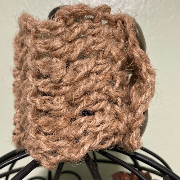 Boho Bohemian Chic Gypsy Wide Jute Natural Bracelet Button Closure- 8" x 2" - Picture 7 of 11